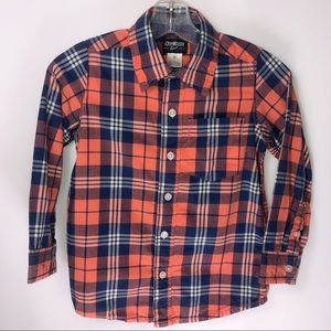 OshKosh 5T plaid long sleeve button down shirt